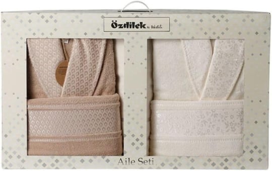 Özdilek Camellia Happy Aile Seti Bornoz Takımı Bej Krem