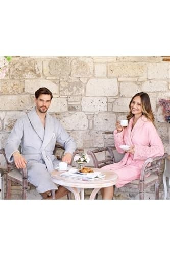 Özdilek Wedding Gri Pudra Terlikli Aile Bornoz Seti M