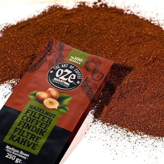 Ozeline Fındık Aromalı Filtre Kahve 250 g – Moka Pot için Öğütülmüş – Yoğun Fındık Aroması