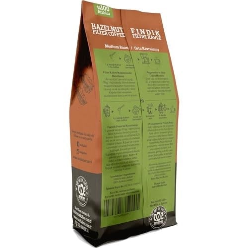Ozeline Fındık Aromalı Filtre Kahve 250 g – Moka Pot için Öğütülmüş – Yoğun Fındık Aroması