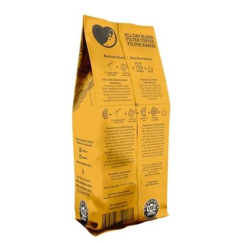 Ozeline Oze Kahve All Day Blend Filtre Kahve 4lü 250G Makine (Kağıt Filtre, Metal Filtre) İçin Öğütülmüş