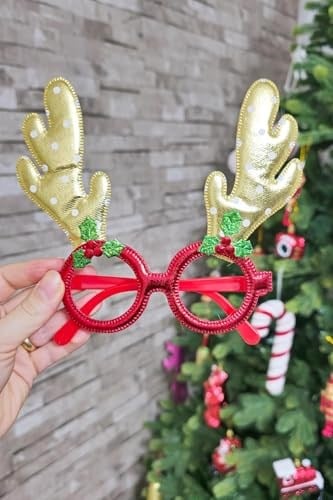 P.E.K.Shop Yılbaşı Parti Gözlüğü Gold Geyik Boynuzlu Lüks Yılbaşı Gözlüğü Parti Gözlük