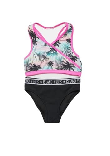 Palmiye baskılı halter kesim kız çocuk bikini takımı DB200723BT BASKILI 7-8 Yaş