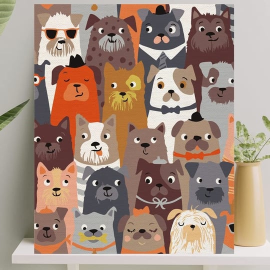 Palmiye Hobi Sanat Sayılarla Boyama Tuval Seti Fırça Boya Dahil (Çıtalı) 40x50 CM - Köpekler - Seçenekler: Köpekler, Mektup, Paris, Tropikal, klasik, Deniz Evler...