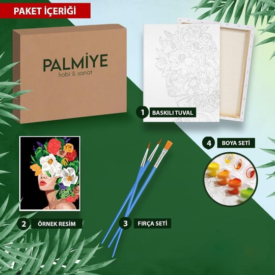 Palmiye Hobi Sanat Sayılarla Boyama Tuval Seti Fırça Boya Dahil (Çıtalı) 40x50 CM - Köpekler - Seçenekler: Köpekler, Mektup, Paris, Tropikal, klasik, Deniz Evler...
