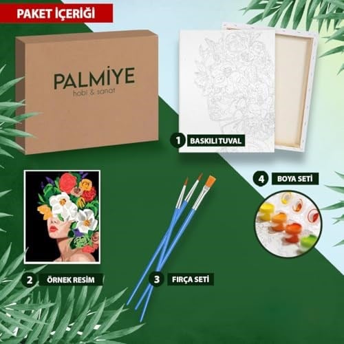 Palmiye Hobi Sanat Sayılarla Boyama Tuval Seti Fırça Boya Dahil (Çıtalı) 40x50 CM - Köpekler - Seçenekler: Köpekler, Mektup, Paris, Tropikal, klasik, Deniz Evler...