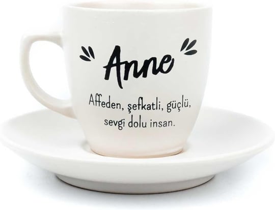 PALTO TASARIM Anne Krem Türk Kahvesi Fincanı - Hediye Seramik Türk Kahvesi Fincanı