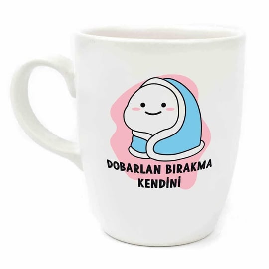 PALTO TASARIM Dobarlan Bırakma Kendini Krem Oval Kupa - Hediye Seramik Kupa