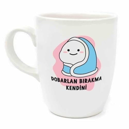 PALTO TASARIM Dobarlan Bırakma Kendini Krem Oval Kupa - Hediye Seramik Kupa