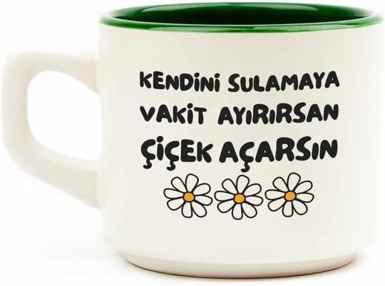PALTO TASARIM Kendini Sulamaya Vakit Ayırırsan Çiçek Açarsın Beyaz Venüs Kupa - Hediye Seramik Kupa