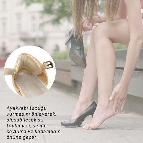 Palwin Ayakkabı Vurma Önleyici Topuk Pedi, Hakiki Yumuşak Nubuk Deri Ayakkabı Numara Küçültme Pedi, 1 Çift (Krem)
