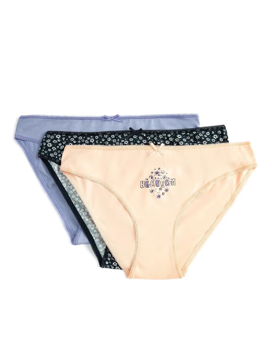 Pamuklu Külot Brief 3lü Baskılı Fiyonk Detaylı