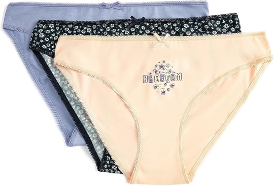 Pamuklu Külot Brief 3lü Baskılı Fiyonk Detaylı