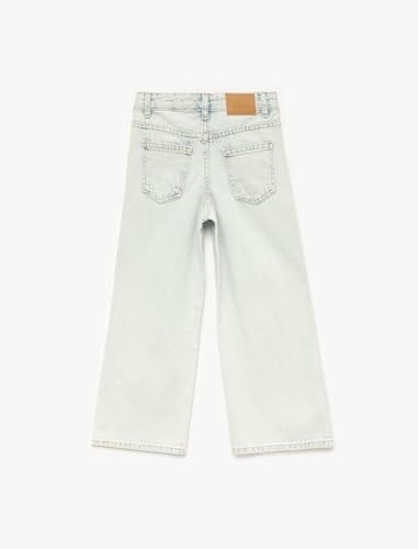 Pamuklu Normal Bel Zımba Detaylı Geniş Paça Denim Pantolon - Wide Leg Jeans