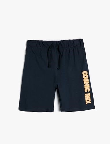 Pamuklu Şort Beli Bağlamalı Baskı Detaylı