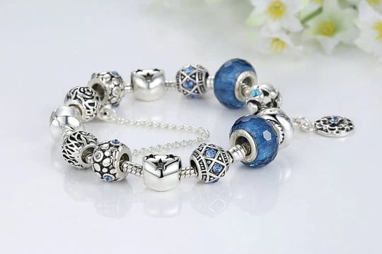Pandora Tarz, Pandora Tar, Charm Bileklik, Mavi Mother Charmlı, Ahşap Kutu Içerisinde