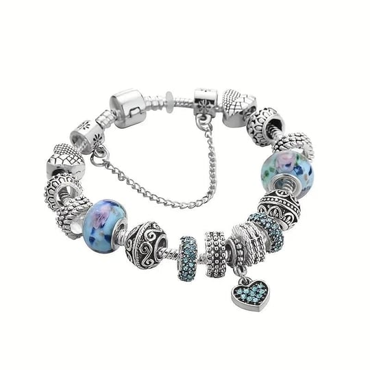 Pandora Tarz, Tarz, Mavi Taşlı Charm Bileklik, Ahşap Kutu Içerisinde
