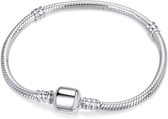 Pandora Tipi Charm Uyumlu Yılan Zincir Bileklik Kadın, Yuvarlak Tokalı Gümüş Renk Şık Bileklik, Paslanmaz Çelik Dayanıklı Bileklik, Hediyelik Kadın Takı Özel Günler İçin