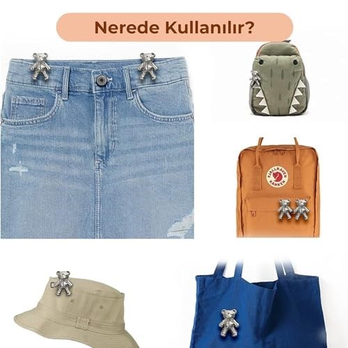 Pantolon Beli Daraltma Aparatı, Broş, Gümüş Renk Ayıcık Bel Daraltma Çıtçıtı, Dayanıklı Demir Çıtçıt, Kot Pantolon Daraltma Aparatı