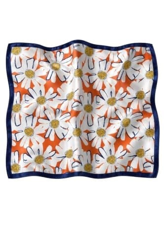 Papatya Desen Turuncu-Sarı Soft Bandana Fular 50x50 cm