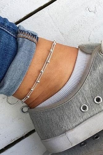 Papatya Silver 925 Ayar dorica toplu çift sarma zincir gümüş halhal