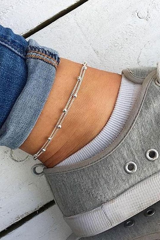 Papatya Silver 925 Ayar dorica toplu çift sarma zincir gümüş halhal
