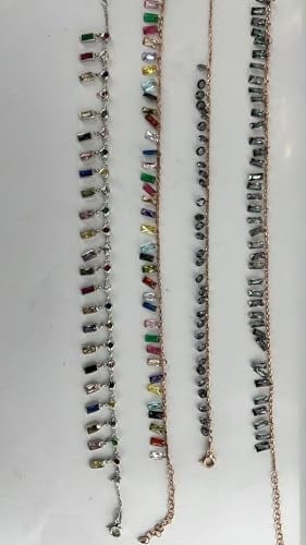 Papatya Silver 925 Ayar Renkli Dikdörtgen Taşlı Hadise Gümüş Halhal Rose Altın Kaplama