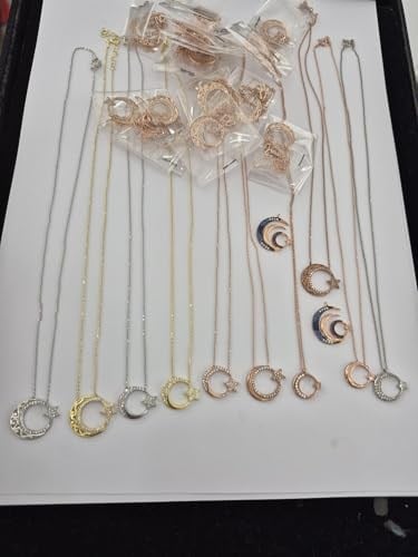 Papatya Silver 925 Ayar Rose Altın Kaplama Gümüş Ay Yıldız Kolye
