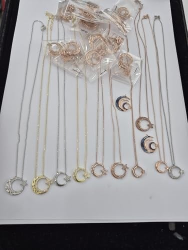 Papatya Silver 925 Ayar Rose Altın Kaplama Gümüş Ay Yıldız Kolye
