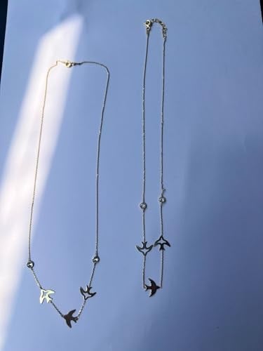 Papatya Silver Kirlangıç Dansı Kolye. Altın Kaplama Nano Zirkon Taşlı Üç Kırlangıç Figürlü Gümüş Kolye
