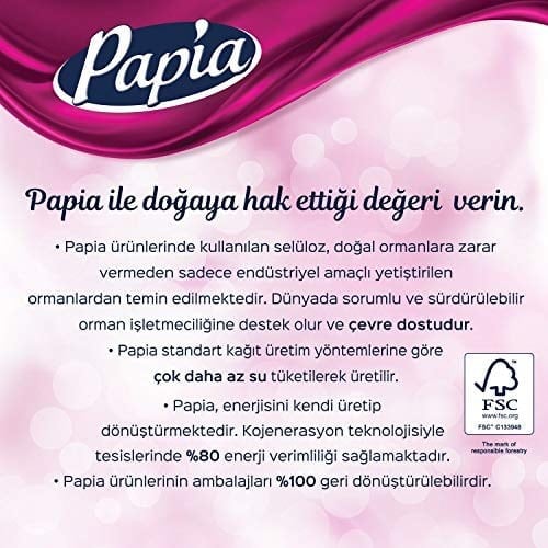 Papia 3 Katlı Egzotik Şakayık Özleriyle Parfümlü 32li Cilt Tuvalet Kağıdı (1 x 32 Rulo)