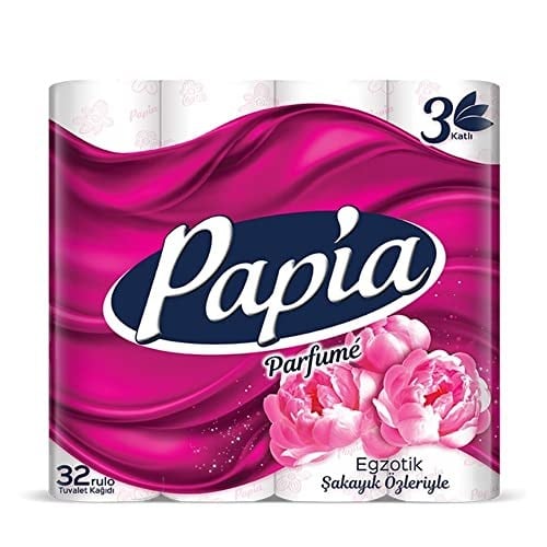 Papia 3 Katlı Egzotik Şakayık Özleriyle Parfümlü 32li Cilt Tuvalet Kağıdı (1 x 32 Rulo)