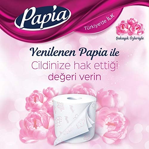 Papia 3 Katlı Egzotik Şakayık Özleriyle Parfümlü 32li Cilt Tuvalet Kağıdı (1 x 32 Rulo)