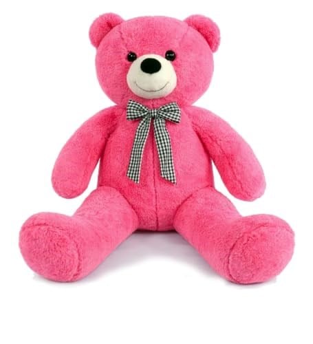 Papyonlu Sevimli Peluş Şaşkın Ayı 80 cm - Sevgiliye Özel HEDİYE Fuşya