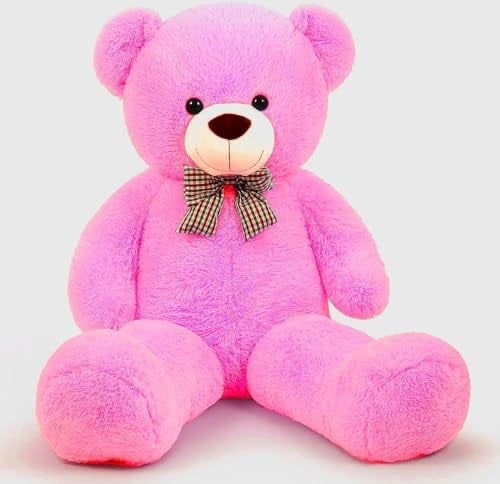 Papyonlu Sevimli Peluş Şaşkın Ayı 80 cm - Sevgiliye Özel HEDİYE Fuşya