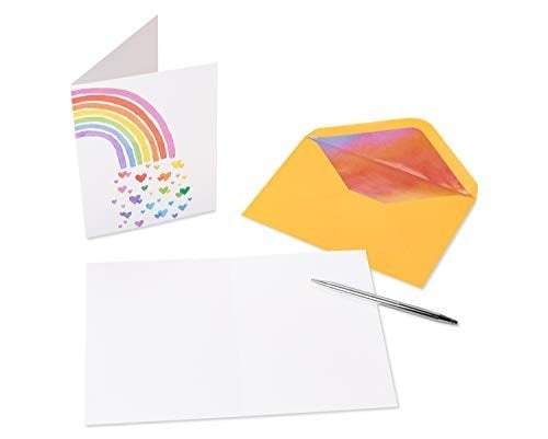 Papyrus LGBTQIA+Teşekkür Kartları, Gurur ve Her Durum için Zarflı, Gökkuşağı ve Kalpler (20 Sayı)