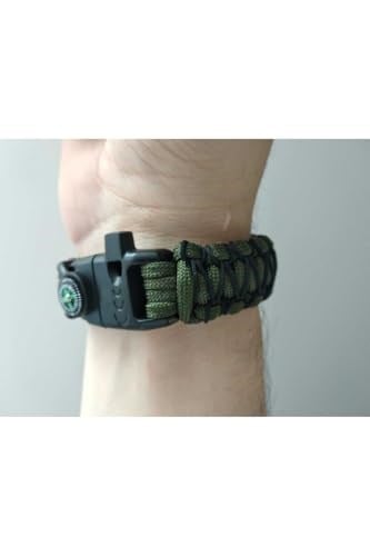 Paracord Cobra Işlemeli Model Ateş Başlatıcı + Pusulalı Survival Acil Durum Bilekliği-2