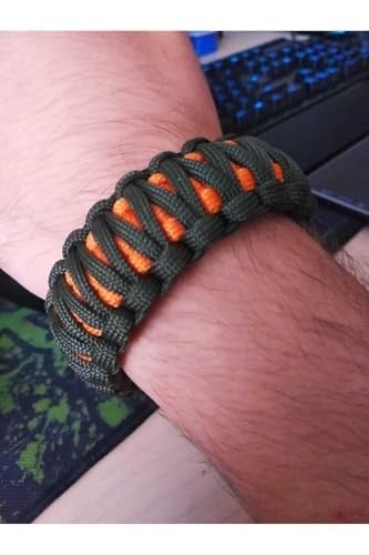 Paracord King Cobra Survival Bileklik ASKERİ YEŞİL-TURUNCU L