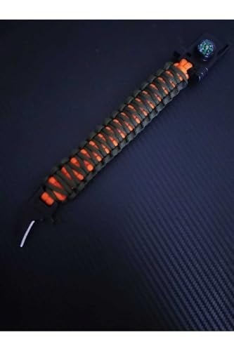 Paracord King Cobra Survival Bileklik ASKERİ YEŞİL-TURUNCU L