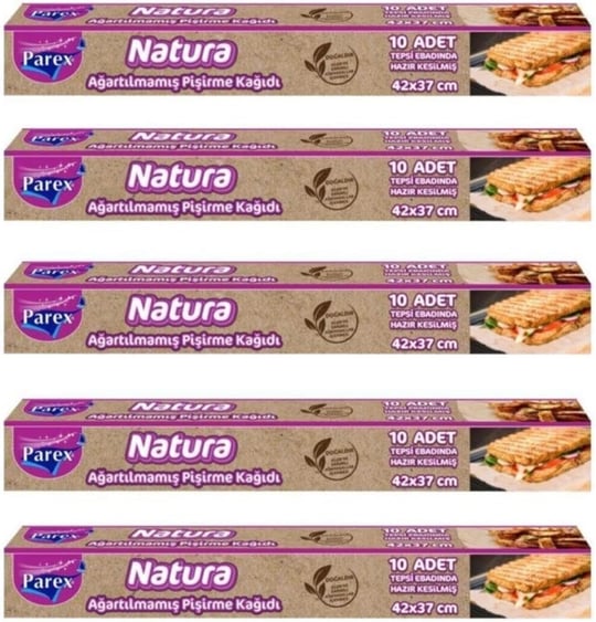 PAREX 1909405-5 Natura Ağartılmamış Hazır Pişirme Kağıdı 10lu X 5 Adet,