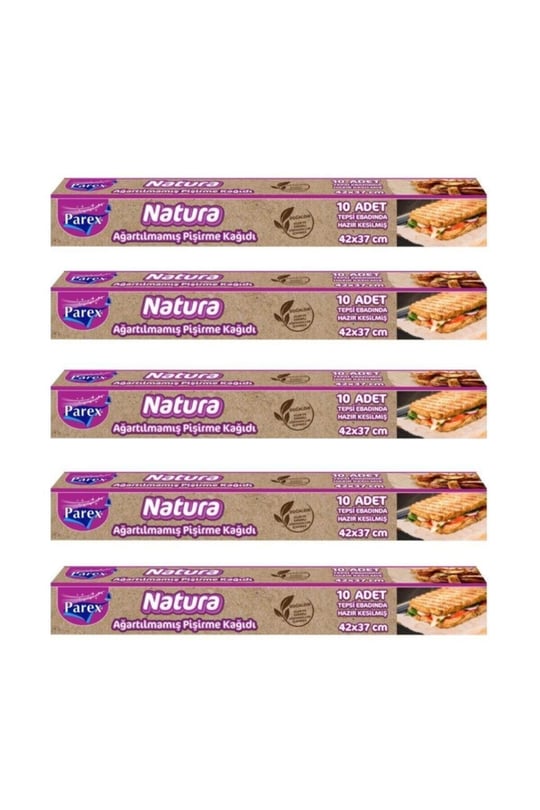 PAREX 1909405-5 Natura Ağartılmamış Hazır Pişirme Kağıdı 10lu X 5 Adet,