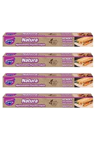 PAREX 776456 Natura 4 Adet Ağartılmamış Organik Hazır Kesilmiş Pişirme Kağıdı 10lu,