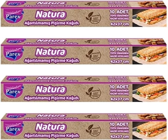 PAREX 776456 Natura 4 Adet Ağartılmamış Organik Hazır Kesilmiş Pişirme Kağıdı 10lu,