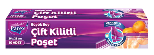 Parex Çift Kilitli Buzdolabı Poşeti Büyük Boy