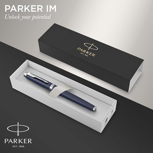 Parker Im Koyu Mavi Krom Tasarımlı Roller Kalem, İnce Uç, Siyah Mürekkep (1931661)