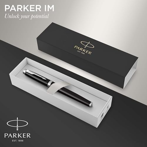 PARKER Im Lake Siyah Krom Tasarımlı Roller Kalem, İnce Uç, Siyah Mürekkep (1931658)