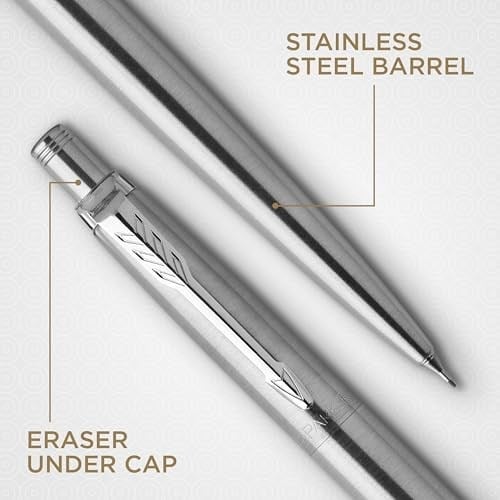 Parker Jotter basmalı kurşun kalem, paslanmaz çelik, krom süslemeli, 0,5 mm, HB #2, hediye kutusu