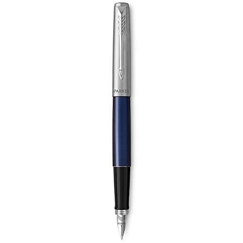 Parker Jotter Mavi Krom Tasarımlı Dolma Kalem, Orta Kalınlıkta Uç, Mavi Mürekkep
