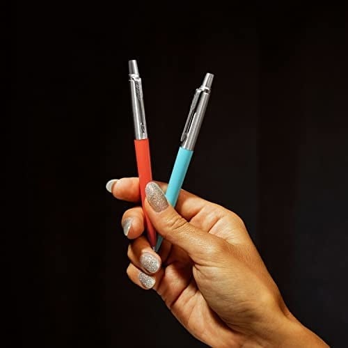 Parker Jotter Originals Tükenmez Kalemler | Glam Rock Koleksiyonu | Azure Mavisi ve Vermilion | Mavi Mürekkep | 2li Paket