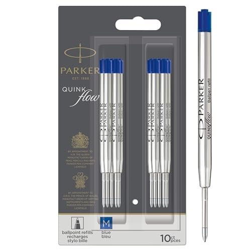 Parker Quinkflow Tükenmez Kalem Yedeği, Mavi Renk Mürekkep, 10lu Avantajlı Paket